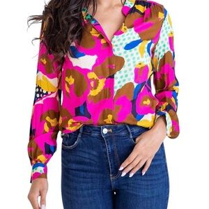 EUC Karlie Floral Big Dot Shirt
